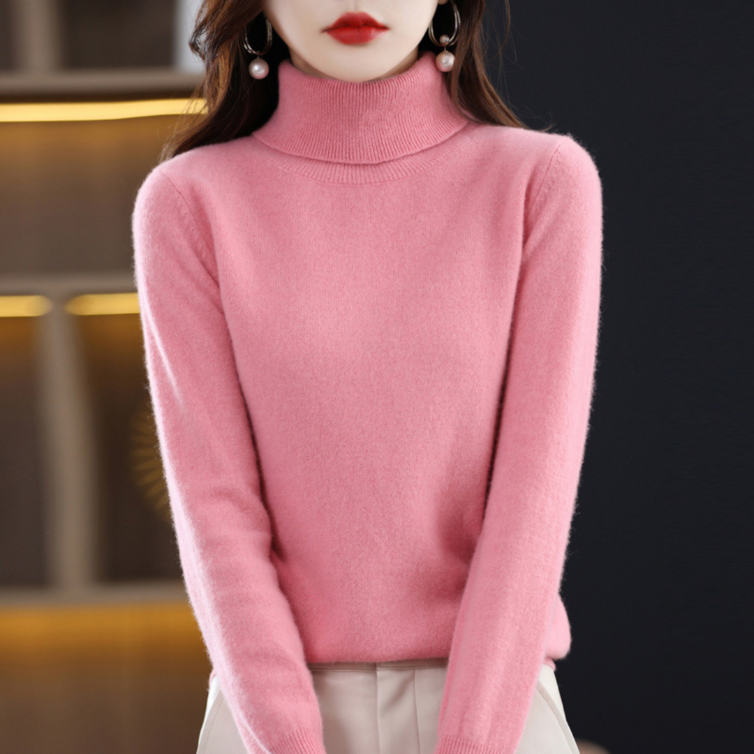 Luxury Cashmere Ladies Turtleneck - Elena-Pink-S-The Livary