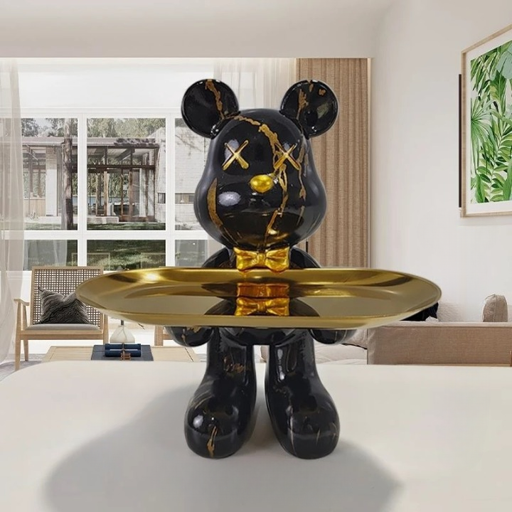 Decorative Storage Figure – Bruno Table Bear-Black-The Livary