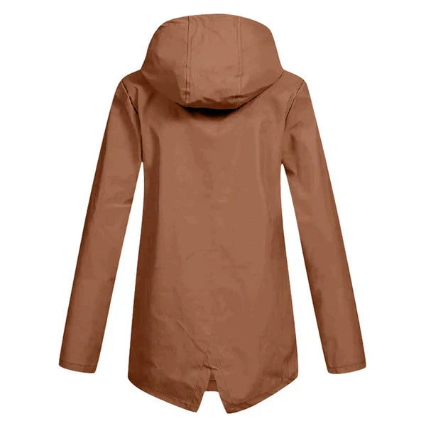 Trendy Women's Rain Jacket with Hood - Liora-Beige-S-The Livary