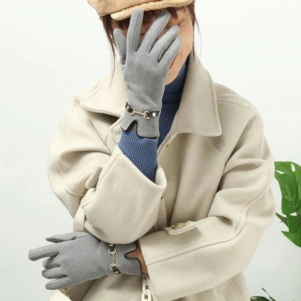 Stylish Autumn and Winter Gloves for Women - Amelia-Black-The Livary