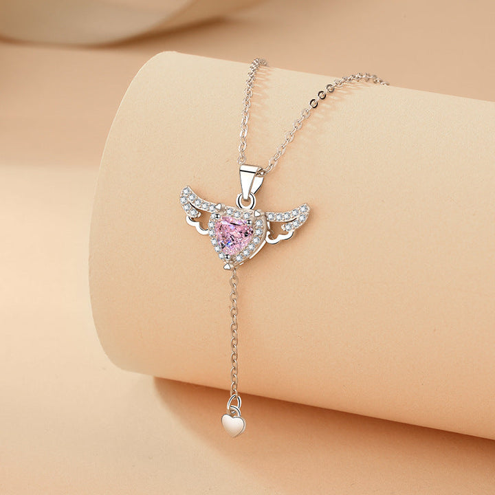 Enchanting Angel Wings Necklace - Livia-Silver-The Livary