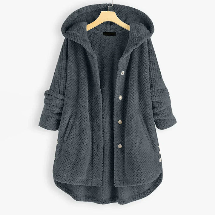 Trendy Cut Fleece Jacket with Hood - FleeceLux-Gray-S-The Livary