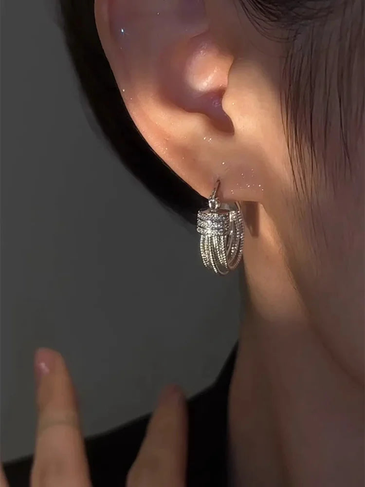 Geometric Stud Earrings - Aria-Silver-The Livary