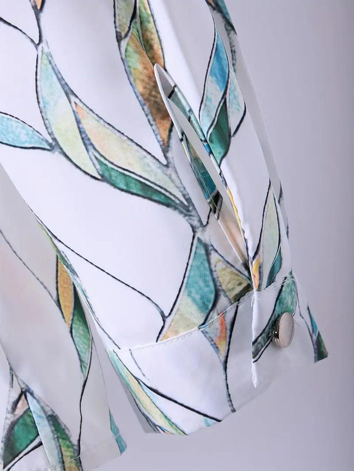 Trendy women's blouse with abstract pattern and button placket – Marlene-White-XS-The Livary