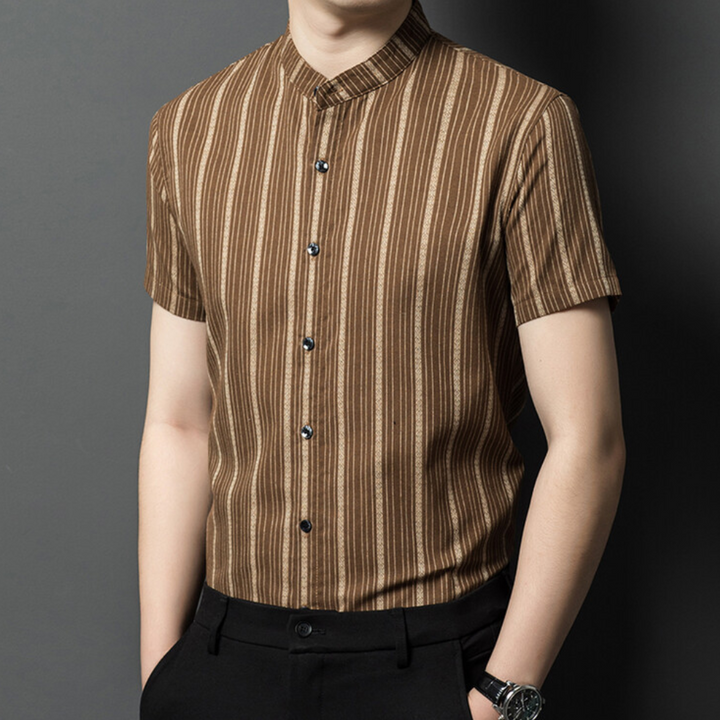 Stylish Striped Summer Men's Shirt - Lars-Brown-S-The Livary