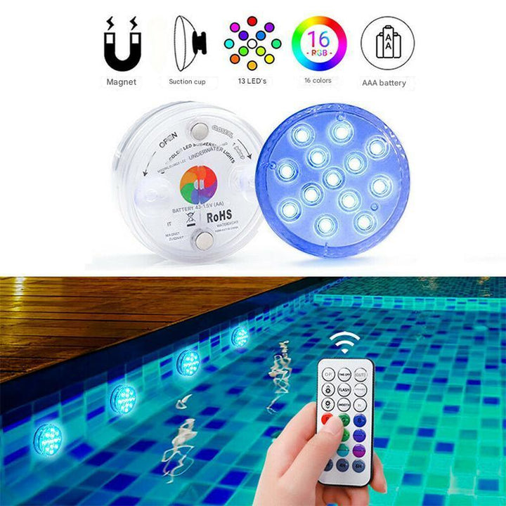 Waterproof LED Underwater Light with Remote Control - GlowRipple-1 + 1 FREE-The Livary