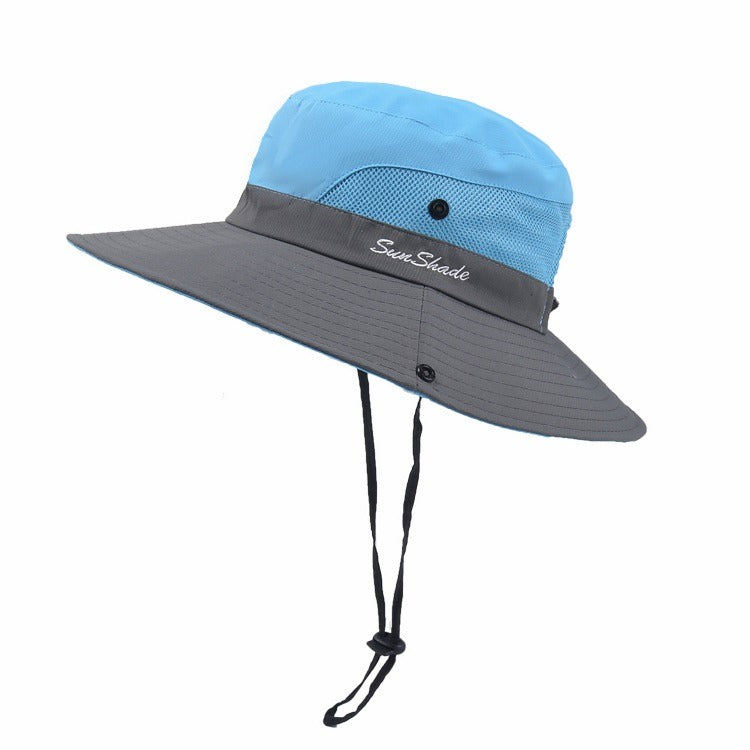 Stylish women's UV protection sun hat with a wide brim – Livia-Blue-The Livary