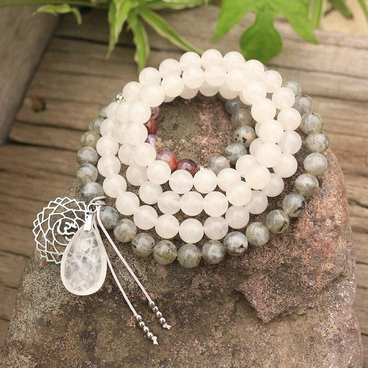 Labradorite, Jade and Amethyst Mala - Seraphine-Necklace + Bracelet-The Livary