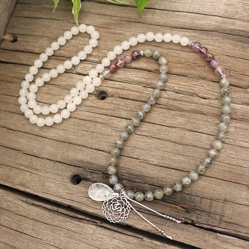 Labradorite, Jade and Amethyst Mala - Seraphine-Necklace + Bracelet-The Livary