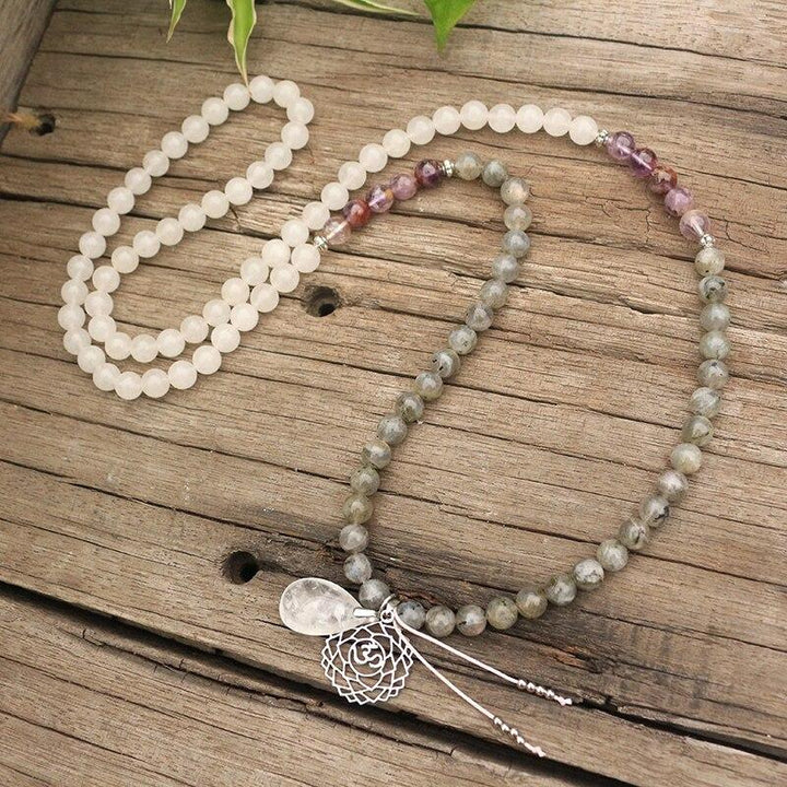 Labradorite, Jade and Amethyst Mala - Seraphine-Necklace + Bracelet-The Livary