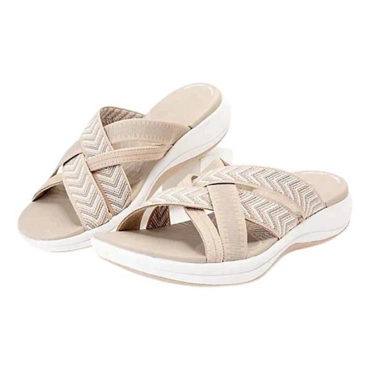 Airy summer shoes with orthopedic footbed & cushioning – Riva-Beige-3-The Livary