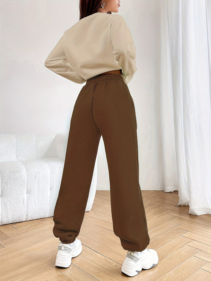 Two-piece Jogging Suit with Trendy Letter Print - Isabelle-Green-S-The Livary