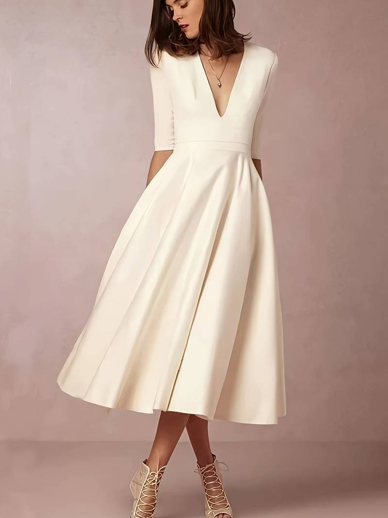 Retro White A-Line Swing Dress – Vivienne-S-The Livary