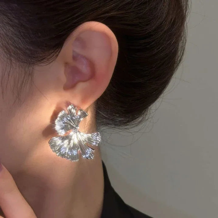 Flower Earrings in Gold and Silver - Liora-Silver-The Livary