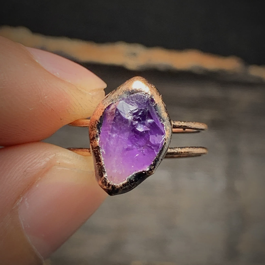 Natural Raw Birthstone Ring - Selina-January & Pomegranate-The Livary