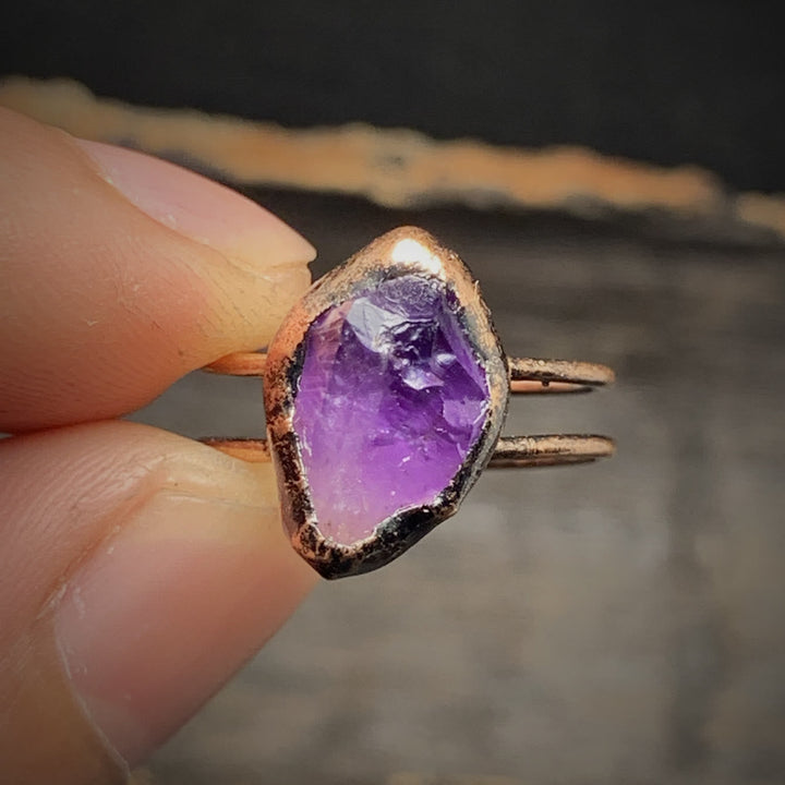 Natural Raw Birthstone Ring - Selina-January & Pomegranate-The Livary