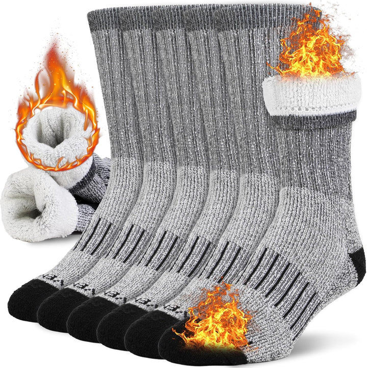 Winter Thermal Boot Socks - HeatGrip-6 pairs of mixed colours-The Livary