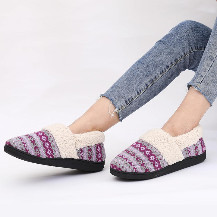 Winter Knitted Slippers - CozyCloud-Black-4-The Livary