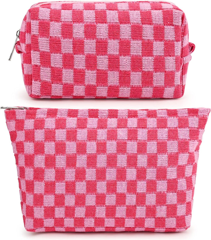 Must-Have Checked Make-up Bag Set-Red-The Livary