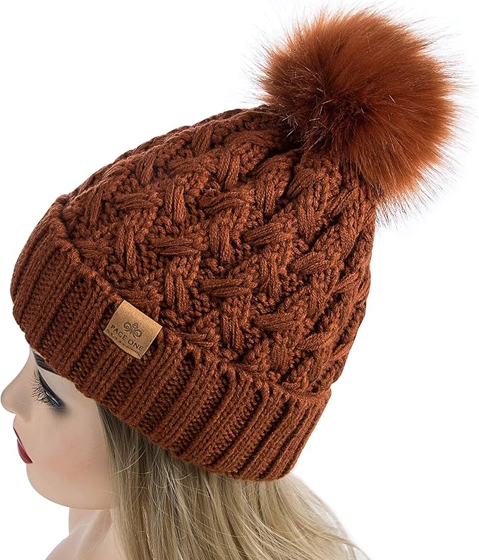Comfortable Winter Pom Beanie - Yvonne-Beige-The Livary