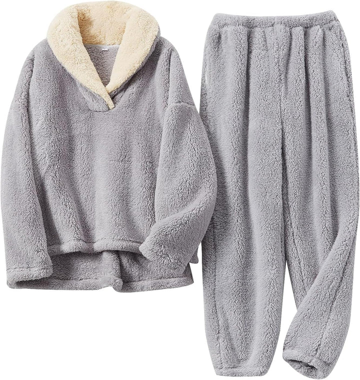 Fluffy Pyjama Set for Women - CozyPlush-Grey-S-The Livary
