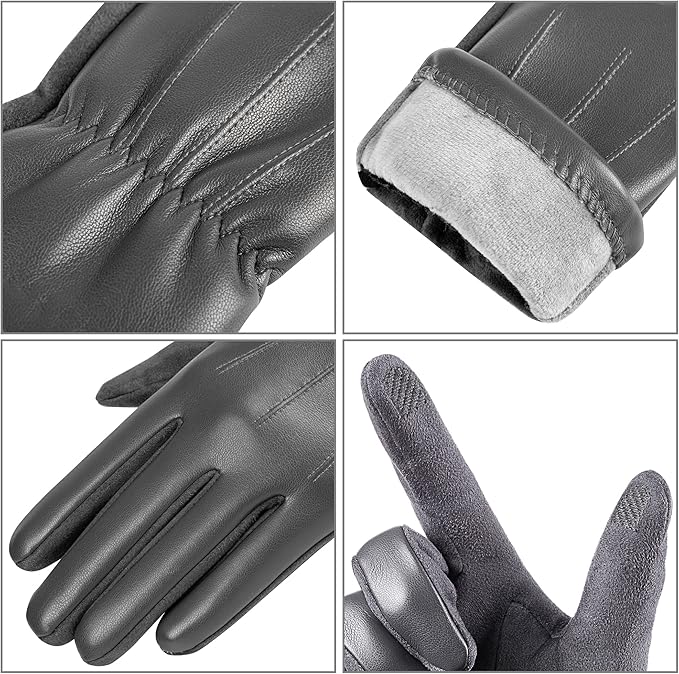 Winter Touchscreen Gloves made of Suede Leather - Victor-Black-M-L-The Livary