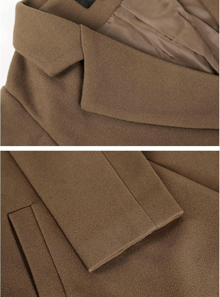 Ladies' Winter Wool Coat with Notch Lapels - Sofia-Beige-XS-The Livary