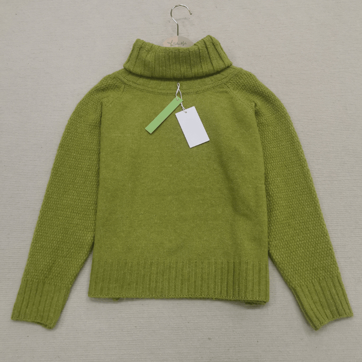 Grass Green Oversized Knitted Women's Turtleneck Sweater - Nora-S-The Livary