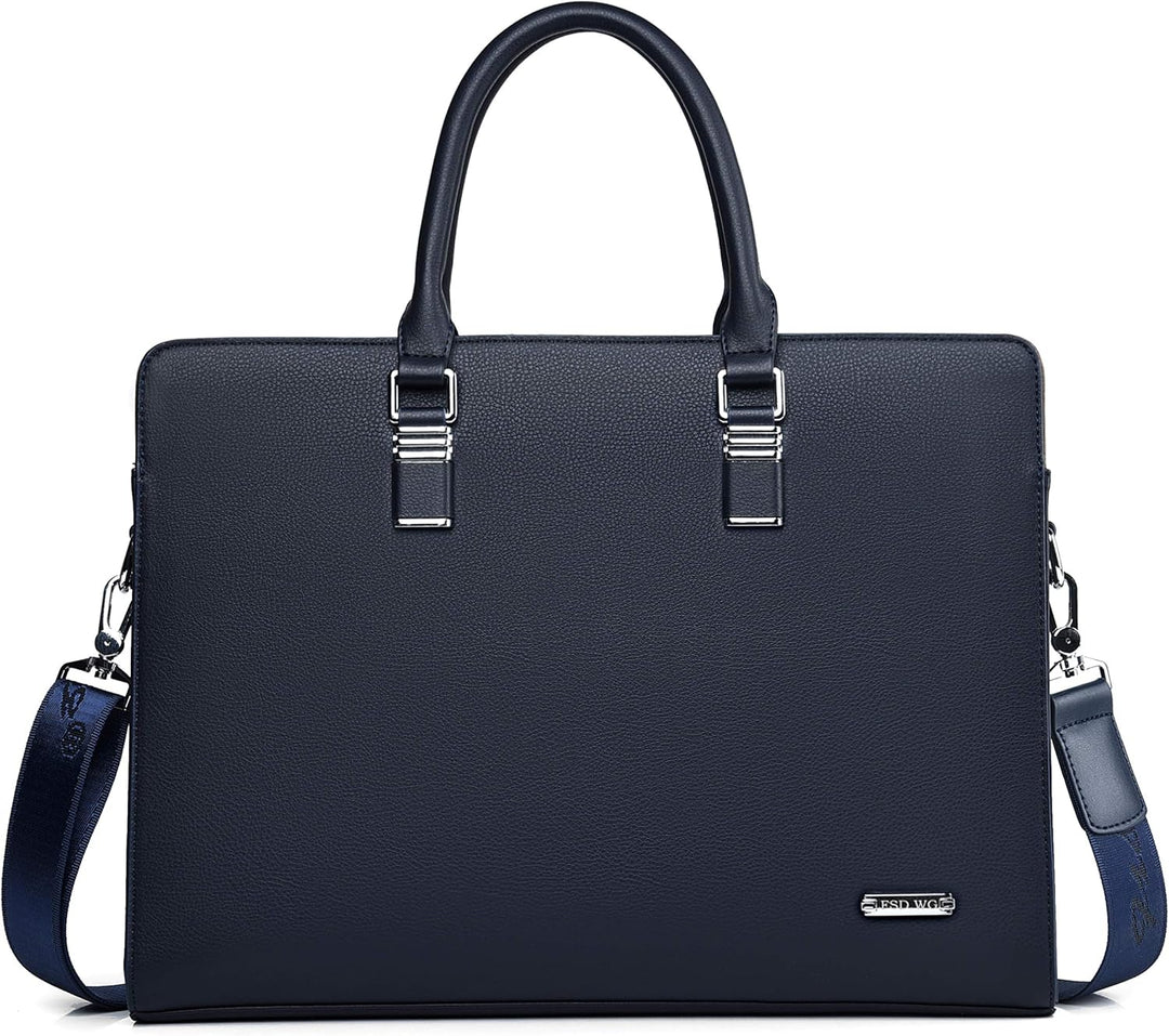 Genuine Leather Multi-Compartment Business Briefcase for Professionals