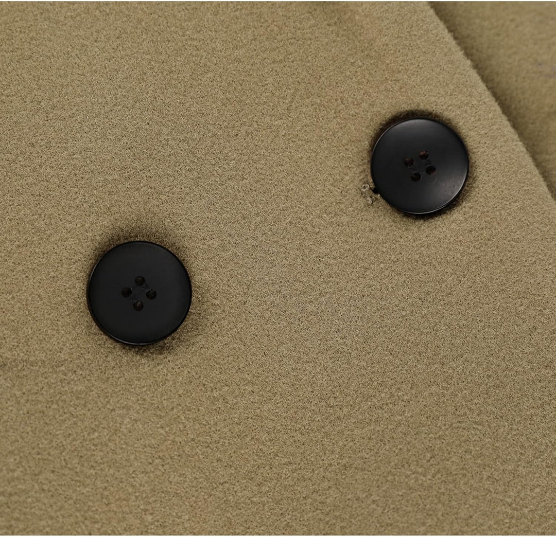 Ladies' Winter Wool Coat with Notch Lapels - Sofia-Beige-XS-The Livary