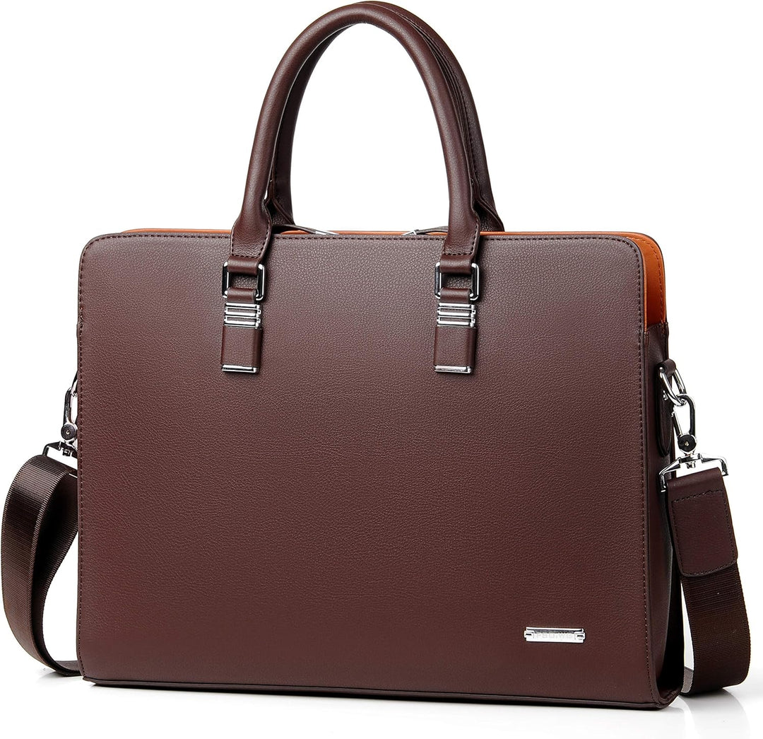 Genuine Leather Multi-Compartment Business Briefcase for Professionals
