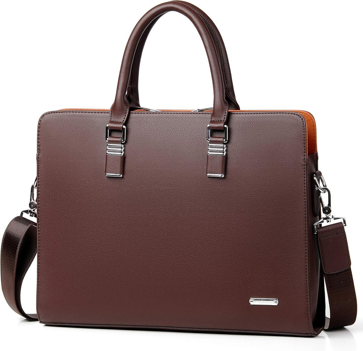 Genuine Leather Multi-Compartment Business Briefcase for Professionals