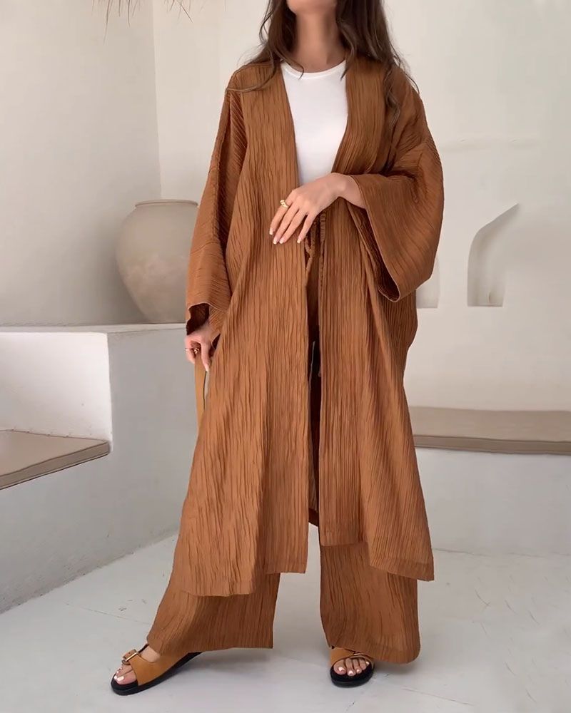 Casual two-piece set for women with vest and trousers – Thalia-Brown-S-The Livary
