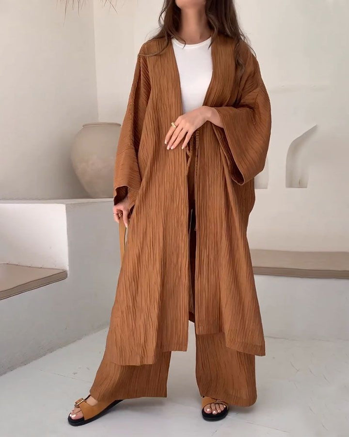 Casual two-piece set for women with vest and trousers – Thalia-Brown-S-The Livary