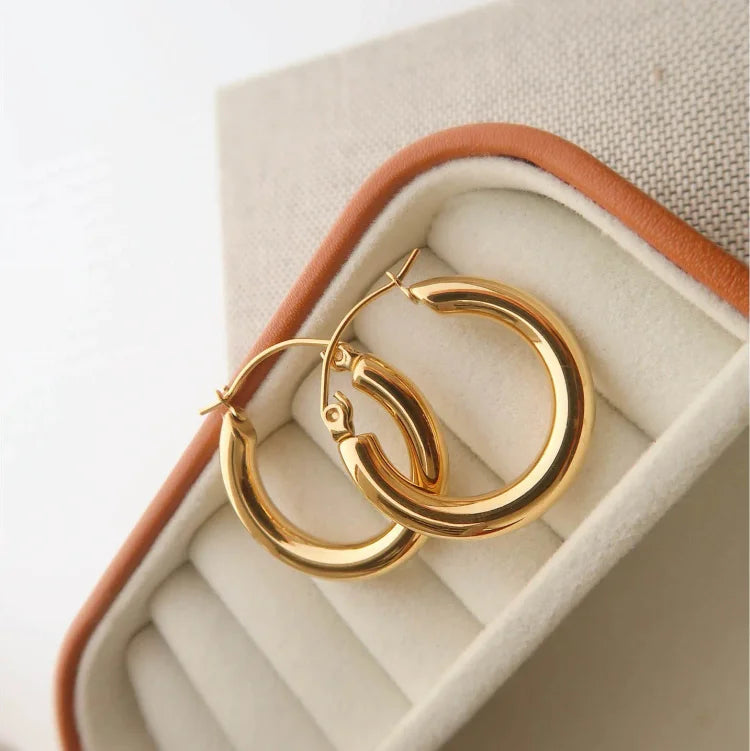 Golden Hoop Earrings - Aurélie-The Livary
