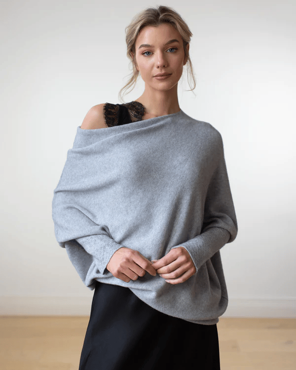 Trendy Off-Shoulder Sweater for Women - Livia-Light grey-S-The Livary