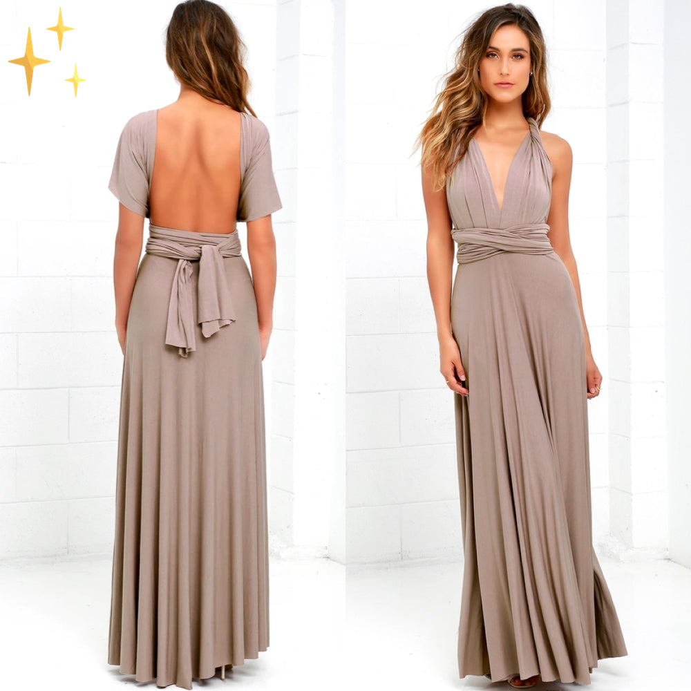 Wrap dress for women – Versatile & transformable with over 50 styling variations – Mira-Brown-S-The Livary