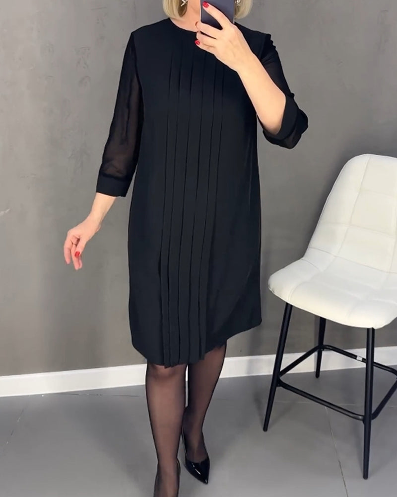 Elegant shift dress with mesh details – Gabrielle-Black-S-The Livary