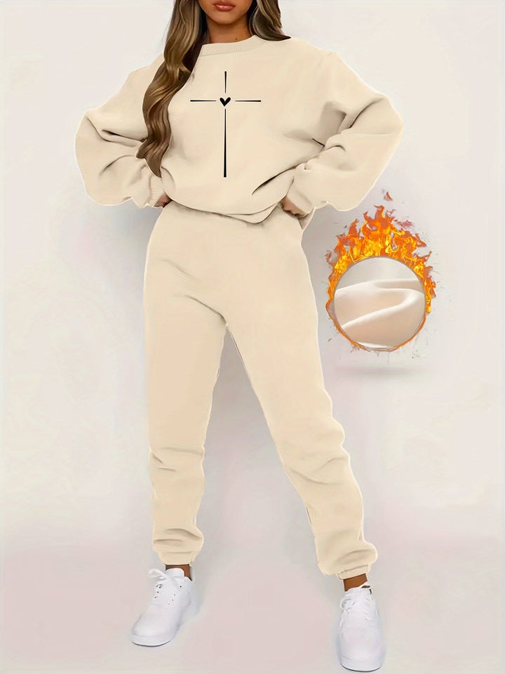 Comfortable Ladies' Tracksuit - Ivy-Beige-S-The Livary