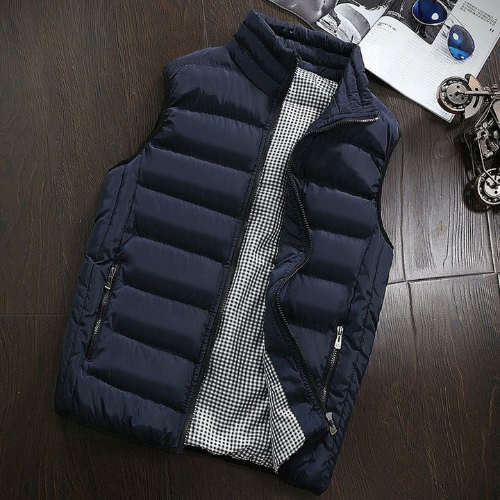 Water-repellent & Padded Men's Gilet with Stand-up Collar - Henrik-Navy blue-S-The Livary