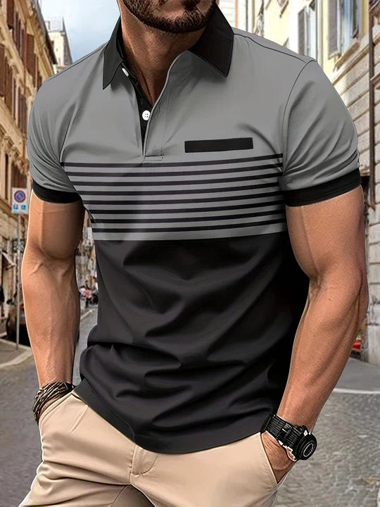 Striped summer polo shirt for men – Damian-Gray-XS-The Livary