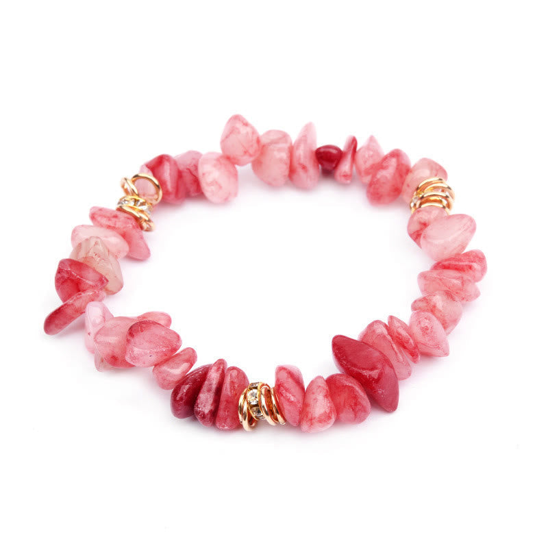 Stylish Natural Stone Crystal Beads Bracelet - Celine-Strawberry quartz-The Livary
