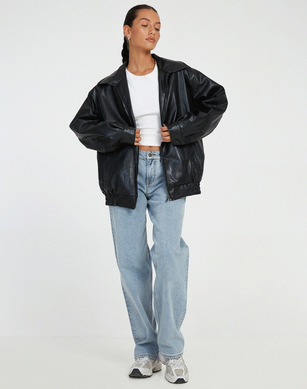 Oversized Loose Leather Women's Jacket – Yara-Black-XS-The Livary
