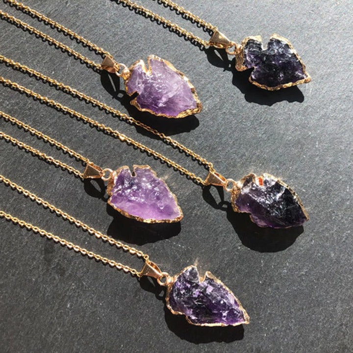 Natural Crystal Carnelian Arrowhead Necklace - Aeliana-Amethyst-The Livary