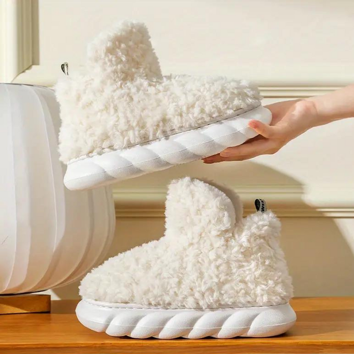 Nua - Comfy Teddy Slippers for Women-White-2.5-The Livary