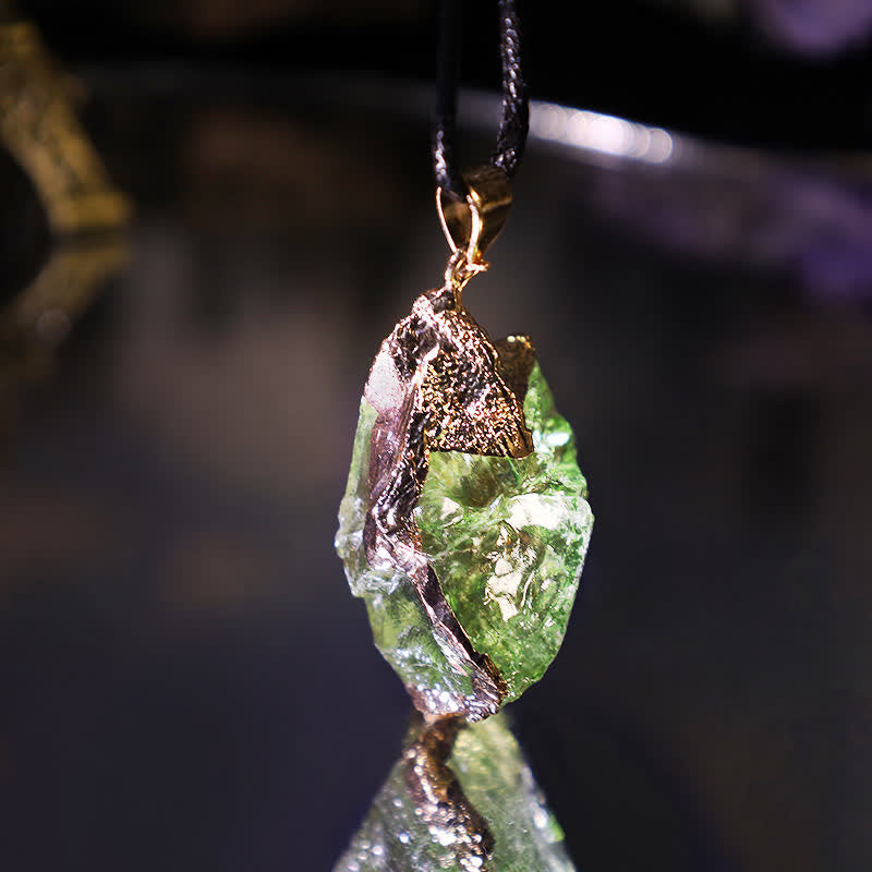 Fine Natural Moldavite Necklace - Lyra-The Livary