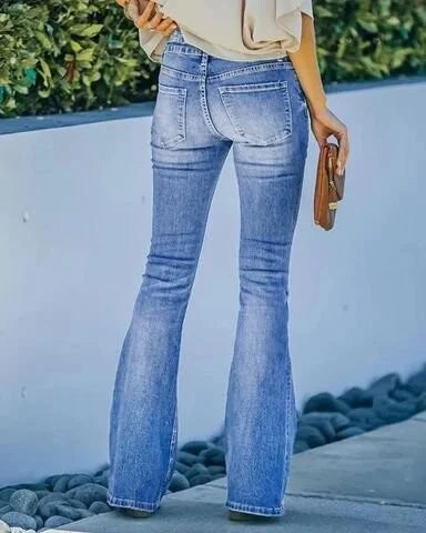 Trendy High-Waisted Denim Trousers - Mila-Blue-S-The Livary