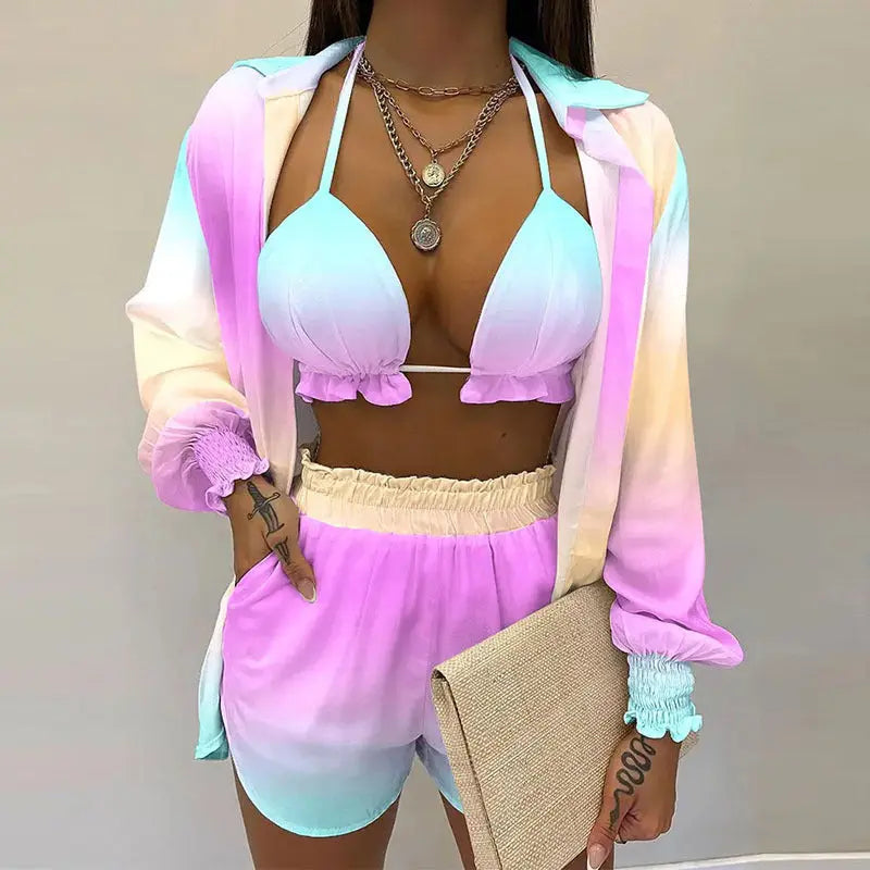 Stylish 3-piece summer outfit for the beach and pool - TropenGlow-Light violet-S-The Livary