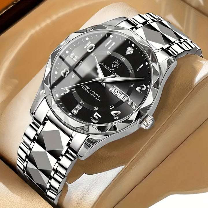 Multifunctional Waterproof Sports Watch for Men - Titan-Silver-Coloured Band With Black Surface-The Livary