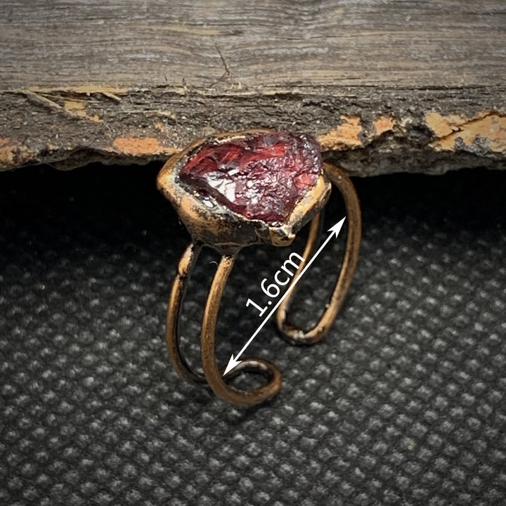 Natural Raw Birthstone Ring - Selina-January & Pomegranate-The Livary